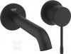 Essence - 2-otworowa bateria umywalkowa Rozmiar M, montaż ścienny, ogranicznik 5,7 l/min., bez elementu podtynkowego, wylewka 188 mm, czarny mat 29192KF1